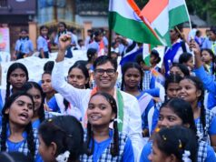 करीब 200 फीट लंबे तिरंगे के साथ उमड़ा जनसैलाब, वित्त मंत्री श्री ओ.पी. चौधरी हुए शामिल